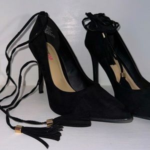 Just Fab - black suede pump heels